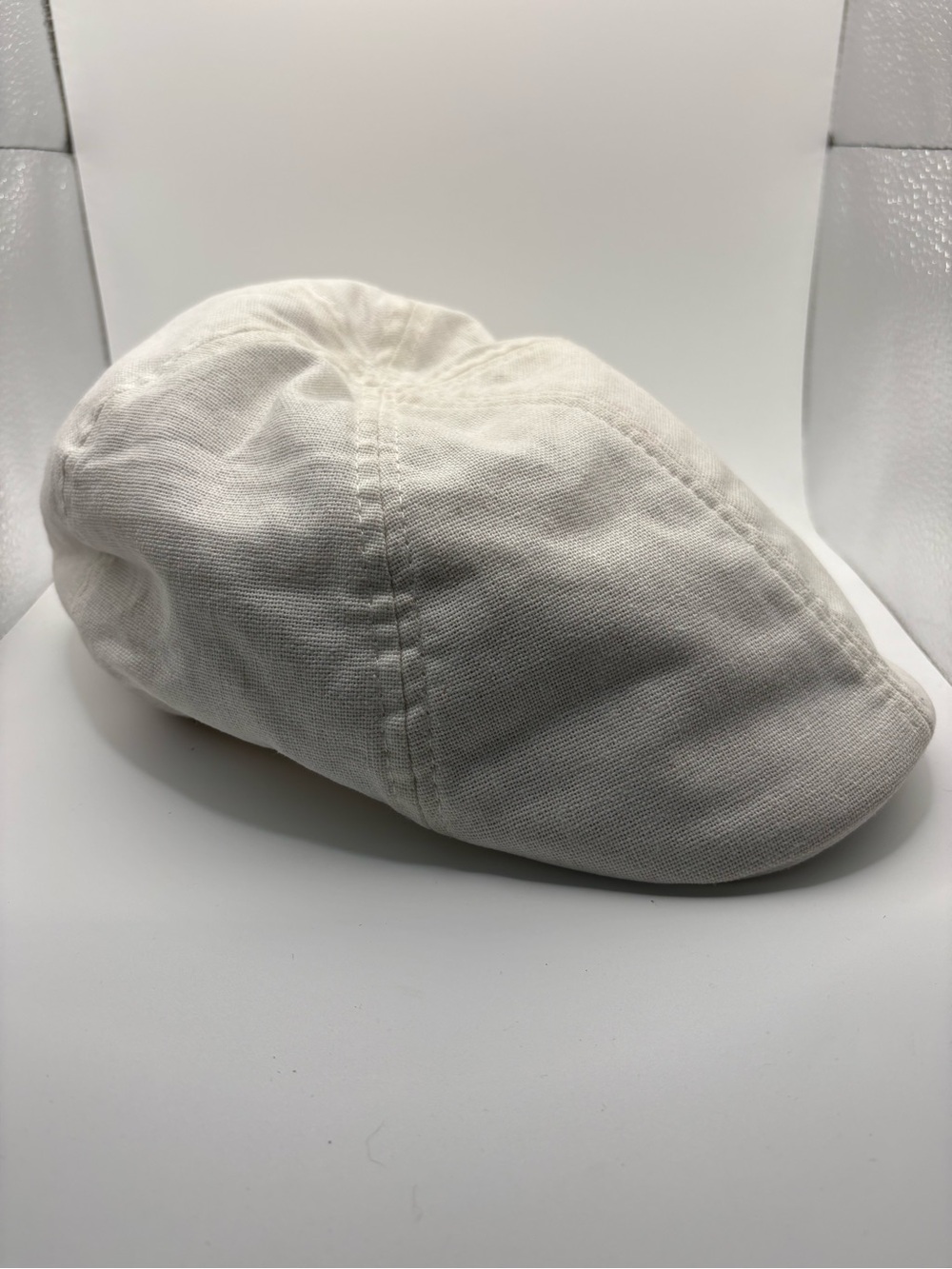 Epoch 100% Linen Newsboy Ivy Cap S/M Cream Off White Cabbie Driving Hat